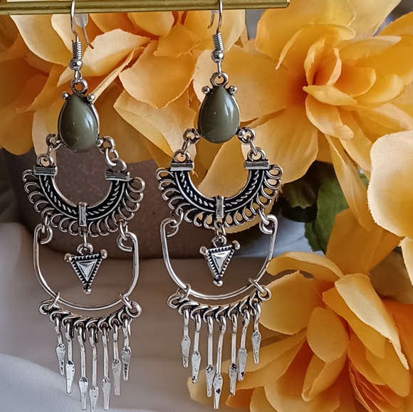 Rustic Ethnic Chandelier Earrings - Picture 5 of 8